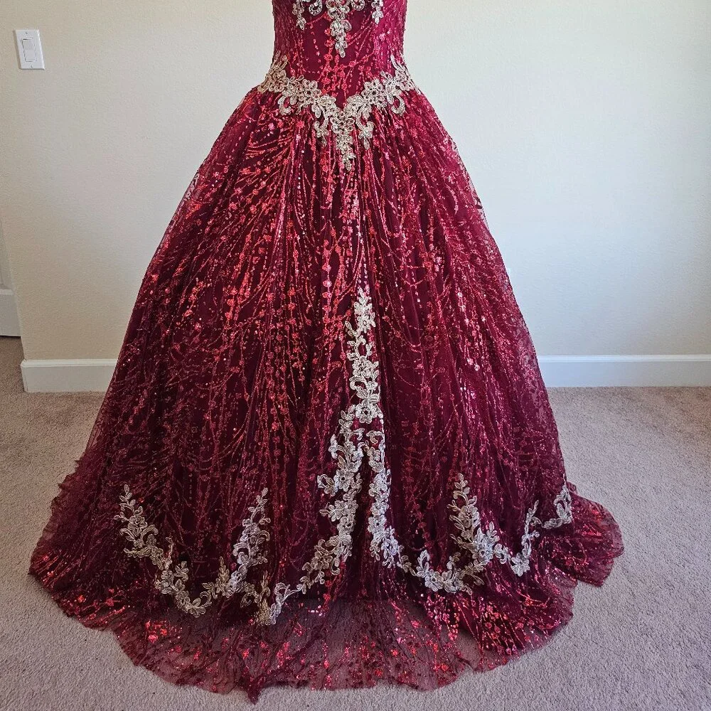 DREAM QUEEN USA  Beautiful Red Voluminous Sequin Dress - Picture 5 of 13
